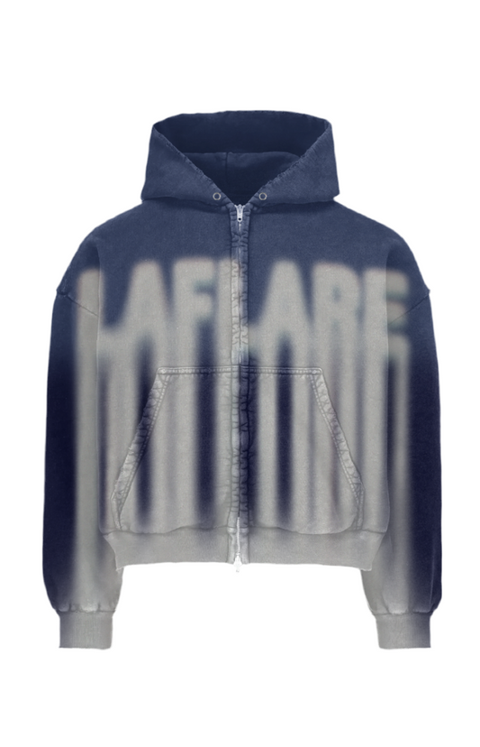NAVY LAFLARE ZIP UP HOODIE